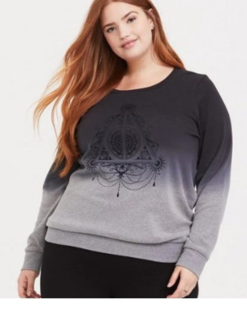 Torrid Harry Potter Deathly Hallows Gray Ombre Pullover Sweatshirt 6